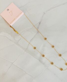 Dainty Golden Bead Flower Necklace