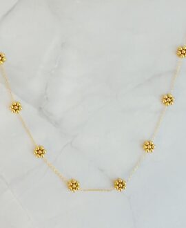Dainty Golden Bead Flower Necklace