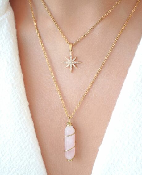 18K Double Ended Natural Healing Crystals Hand Wired Necklace