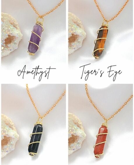 18K Double Ended Natural Healing Crystals Hand Wired Necklace