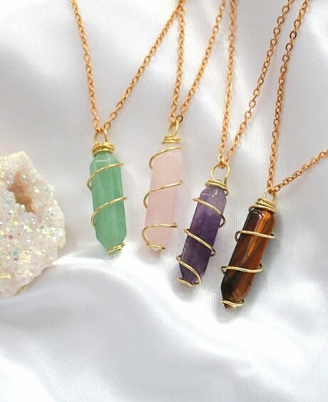 18K Double Ended Natural Healing Crystals Hand Wired Necklace