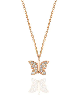 925 Sterling Silver Rose Gold Butterfly Necklace for Women Elegant Dai
