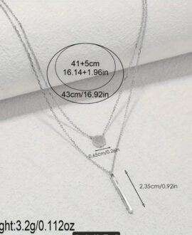 S925 Silver Color Double Chain Long Stick Micro Pave Zircon Round