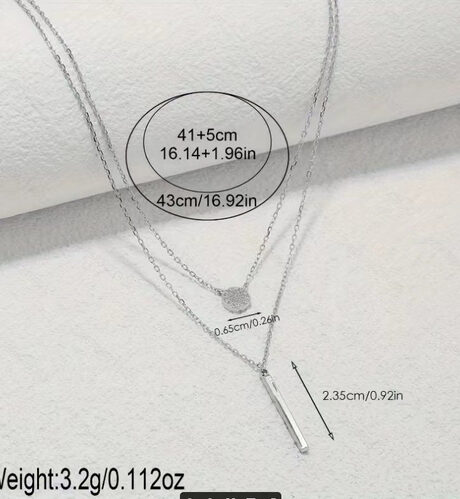 S925 Silver Color Double Chain Long Stick Micro Pave Zircon Round