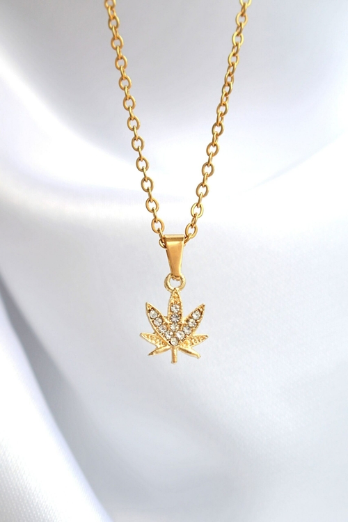 24 Karats Dainty Cannabis Leaf Necklace
