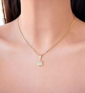 24 Karats Dainty Cannabis Leaf Necklace