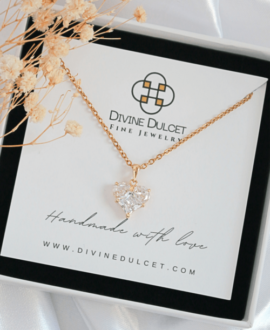 24 Karats CZ Heart Pendant Necklace