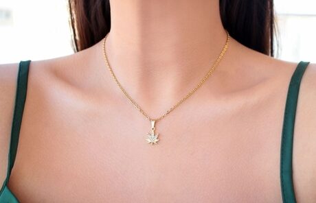 24 Karats Dainty Cannabis Leaf Necklace