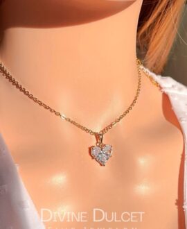 24 Karats CZ Heart Pendant Necklace