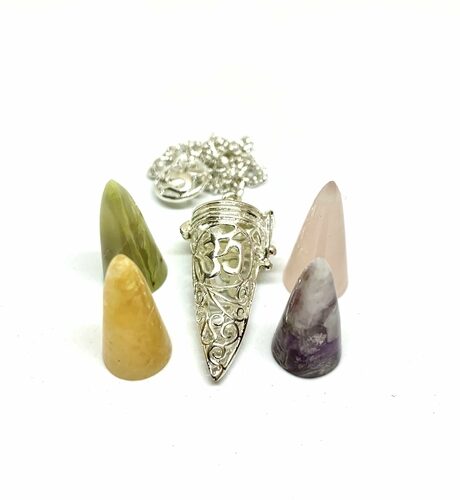 Natural Gemstone Pendulum Set of 4