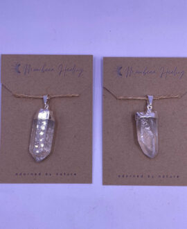 Clear Quartz Rough Cut Silver Electro- Plated Pendant
