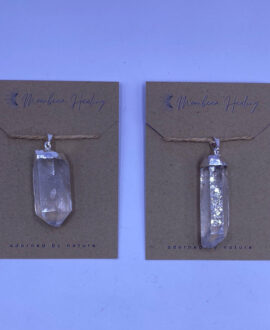 Clear Quartz Rough Cut Silver Electro- Plated Pendant